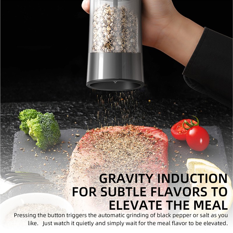 Gravity Electric Pepper and Salt Grinder Set USB Rechargeable with