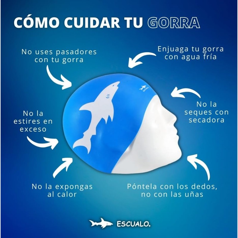 escualo Gorra para Natacion Niño Modelo Tiburon (Silicon) Impermeable, Unitalla,