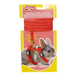 Living World Adjustable Harness and Lead Set for Dwarf Rabbits, Red, 1.2 Meter (4 Feet) (60850)