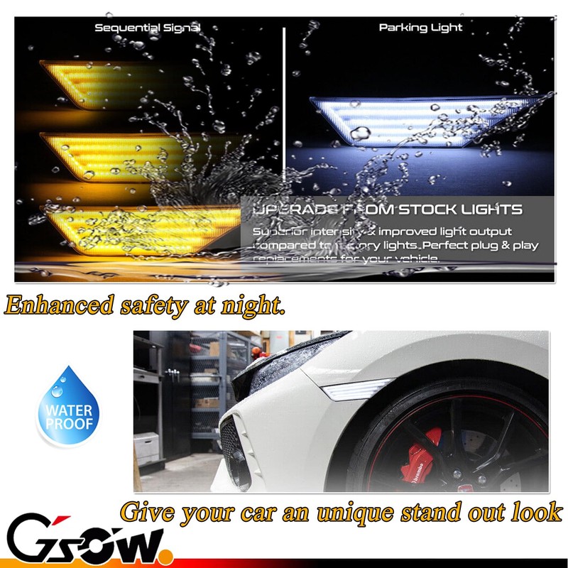 GSOWO 2 PCS LED Side Marker Lights Assembly for Honda