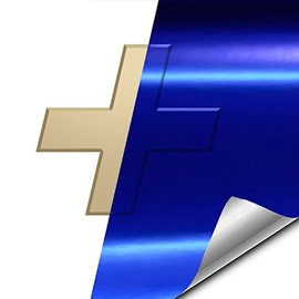 VViViD Auto Emblem Car Wrap Vinyl, Blue Gloss Chrome, Compatible with Chevy Bowtie Logo 11.8 Inches x 4 Inches Sheets (x2)