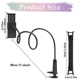 2Pcs Tablet Holder, Tablet Stand, Tablet Stand for Bed, Flexible Arm 360 Clip, Adjustable Stand for Reading Watching Cooking Working, Black