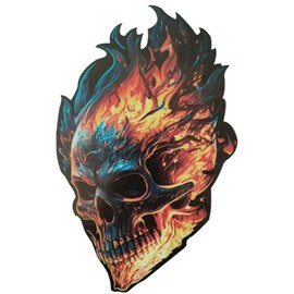 3D Flame Skull Vinyl Waterproof Car Stickers, 6 inches, Suitable for Cars, Motorcycles, laptops, Windows, Walls, 2 Packs A-86