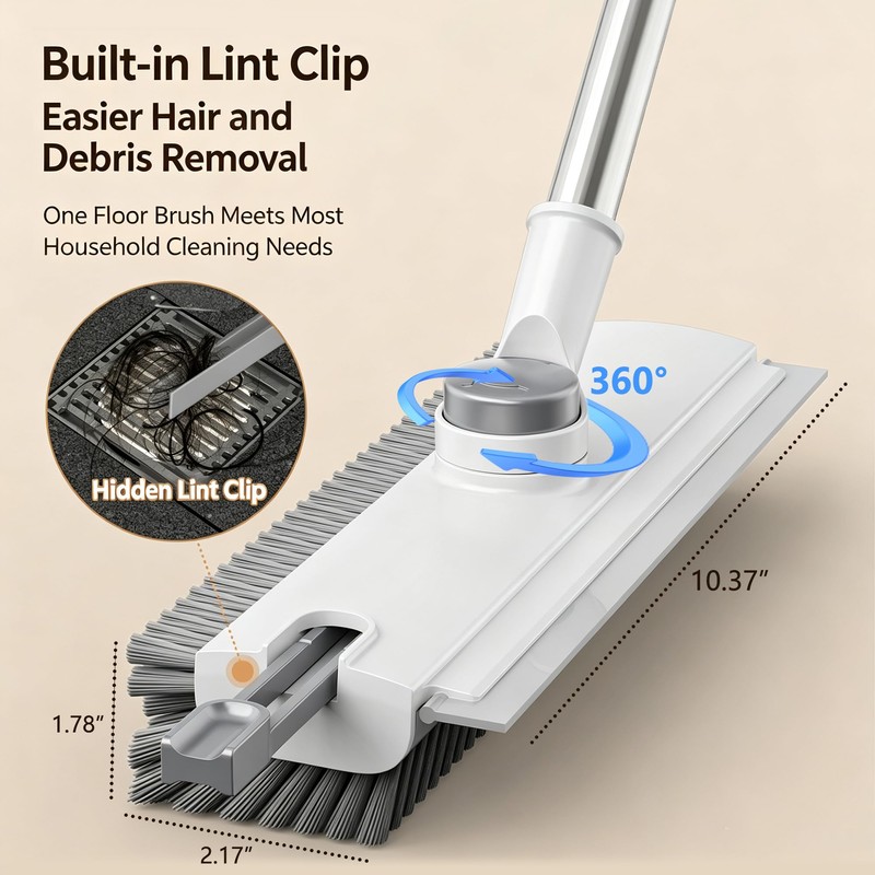 Adjustable 3 in 1 Floor Scrub Brush with Long Handle,