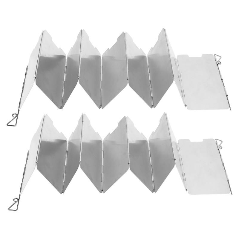 2Pcs Outdoor Stove Windscreen Foldable Portable Stainless Steel Camping Cooking