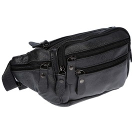 Leather Bum Bag for Men Women Black Brown Waist Bag Waist Bag, black, shoulder bag