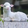 CHICIRIS Handmade Lifelike Sheep Statue, Realistic Lamb Figurine, Garden Sculpture,