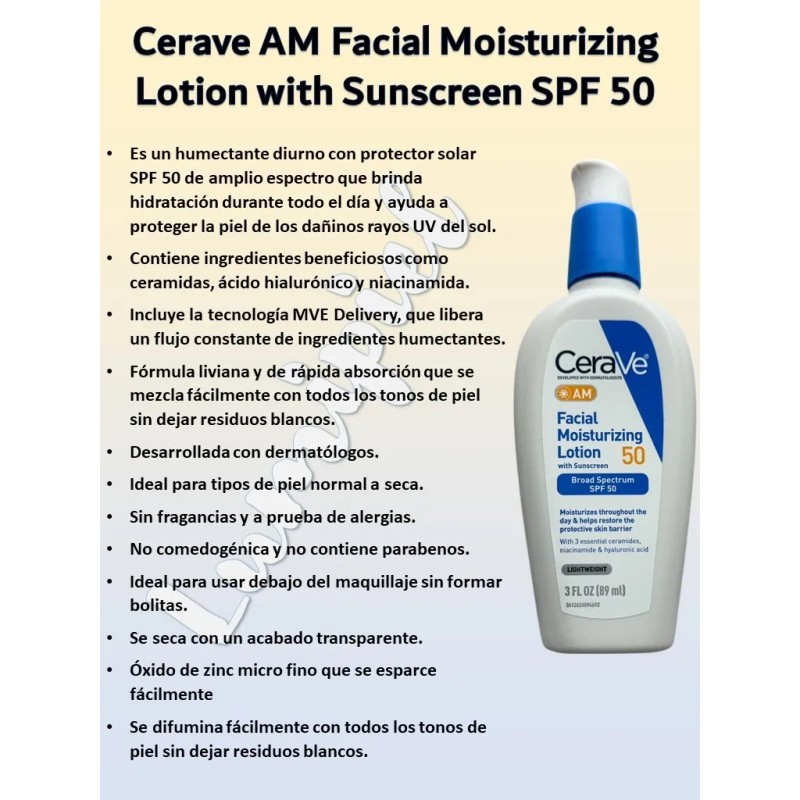 Cerave Am Fps 50 + Pm Hidratante Facial Día +