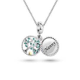 KunBead Nanny Family Tree of Life 18 inch Birthday Charm Pendant Necklace for Women Gift from Granddaughter Grandson