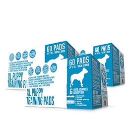 Bulldogology Puppy Pee Pads XL with Adhesive Sticky Tape - Extra Large Dog Training Wee Pads (24x35) 6 Layers with Extra Quick Dry Bullsorbent Polymer Tech (180-Count, White)