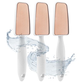 UPIQNG 3Pcs Glass Foot File Foot Scrubber Callus Remover Foot Scrubber for Dead Skin,Long Handle Cracked Heel Scraper Foot Rasp Hard Skin Remover Pedicure Tool,White