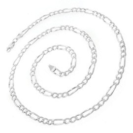 Verona Jewelers 925 Sterling Silver 5.5MM Mens Figaro Link Chain Necklace - Silver Figaro Link Necklace for Men 20-30 (30) (20, NECKLACE)