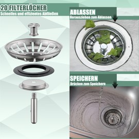 IUYPKQ Abflusssieb, Siebkörbchen Abflussstopfen, Edelstahl Waschbeckenstöpsel,Spüle Zubehör Waschbeckensieb Spülbecken Stöpsel,Abflusssieb Küchenspüle,Stöpsel für Spülbecken (Edelstahlfarbe)