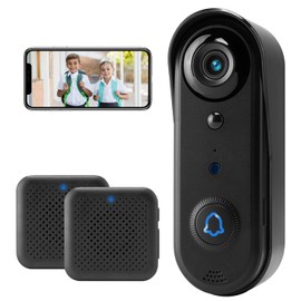 SonoxJunan 1080P Wireless Doorbell Camera Indoor/Outdoor, Home Video Doorbell with Two Chime, IR Night Vision/Smart Human Detection/Two-Way Audio/SD Card&Cloud Storage