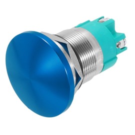 METALLIXITY 1PCS 10A 250V AC 22mm 7/8" Latching Mushroom Head Push Button Switch Blue 2NO Waterproof IP65 SPST Installing Domed Round 4 Screw Foot Switch