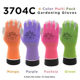 SHOWA Atlas 3704C - Guantes de trabajo profesionales de nitrilo transpirables, de alta destreza, agarre de precisión para paisajismo, jardinería y mon