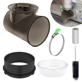 4" Dryer Vent Connector Kit, 90 Degree Elbow for Dryer Vent Connection, Space-Saving Design, Transparent Dark Brown with Hose Connector for Tight Spaces