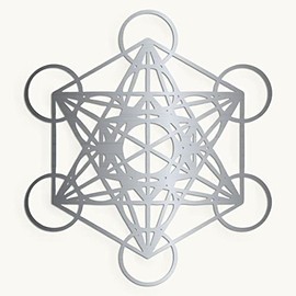 Genérico Cuadro Cubo Metatron Color Plata Deco Muro Pared Decoración 30 x 27 MDF