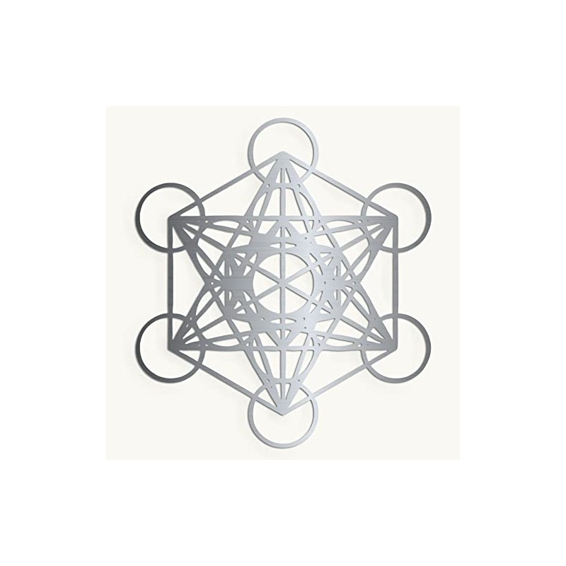Genérico Cuadro Cubo Metatron Color Plata Deco Muro Pared Decoración