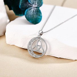 ONEFINITY Celtic Knot Necklace 925 Sterling Silver Celtic Pendant Trinity Knot Necklace Celtic Knot Viking Jewellery Gifts for Women Men, No Gemstone