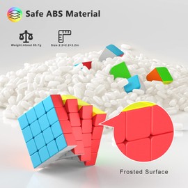 ROXENDA Speed Cube Set, 2x2 3x3 4x4 5x5 Stickerless Speed Cube Bright Fast Cube Set with Gift Packing