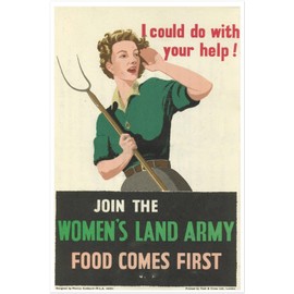 Women's Land Army - WW2 Vintage Poster - World War 2 poster-12 x 18 Inches