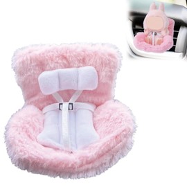 Baby Doll Car Seat, Carseat Toys for 17cm Dolls with Plush Chair Cushion, Pink Decorative Sofa Seat with Soft Furry Cushion and Headrest, Car Accessories for Blind Box Doll Fans & Collectors (Pink)