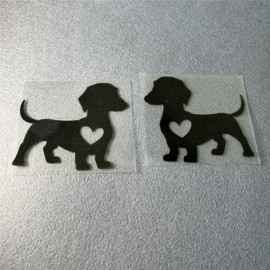 Car Styling Vinyl Decals I Love My Dachshund Dog Hear Cute Family Friend Animal Tape Auto Door Body Window Stickers 1Pair (Black)