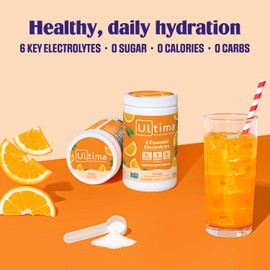 Ultima Replenisher Daily Electrolyte Powder Drink Mix – Sugar Free – Orange, 90 Servings – Hydration Powder with 6 Key Electrolytes and Trace Minerals – Keto Friendly, Vegan, Non-GMO