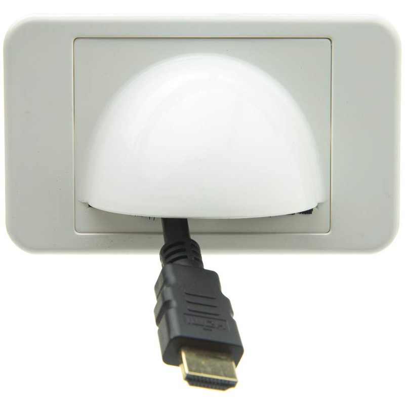 Brush Style Cable Pass-Through Wall Plate Insert with half-moon cover,