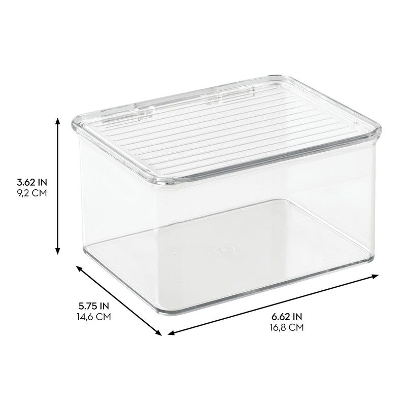 iDesign Plastic Stackable Hinged-Lid Pantry or Kitchen Storage Box -