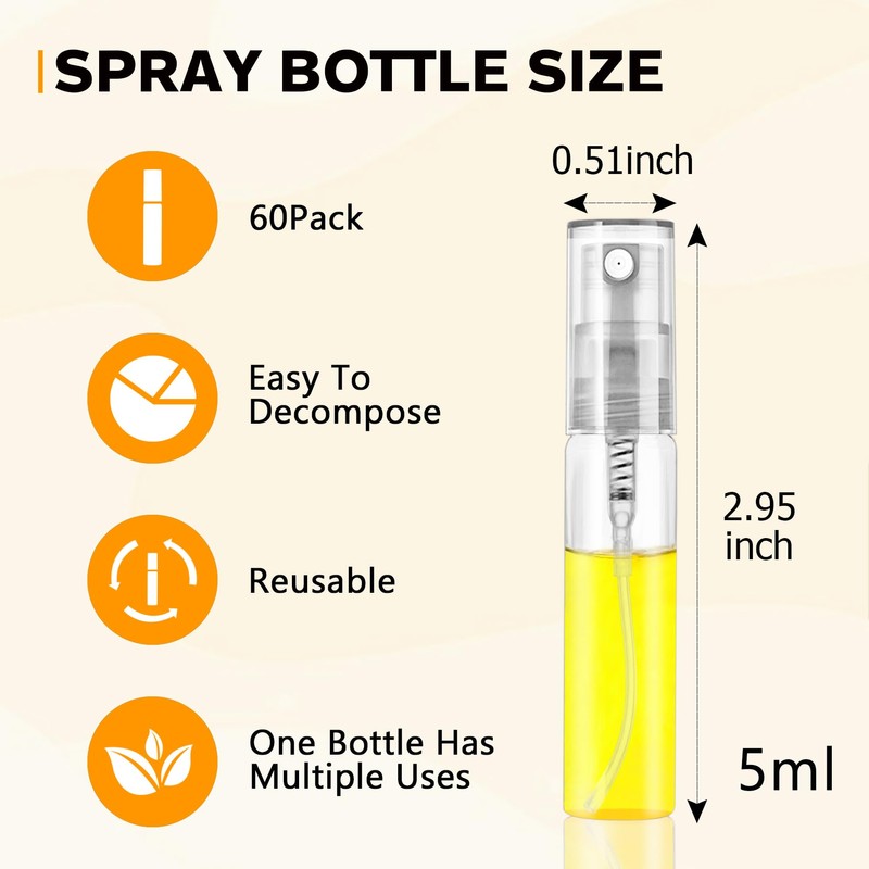 Csdtylh Mini Spray Bottle 5ml, Refillable Glass Spray Bottle, Glass