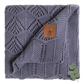 Little Dedi 100% Tencel™ Silky Soft Baby Blanket, 80 x 100 cm, Blue - Oeko-Tex® 100 Class 1, Hypoallergenic, Thermal Regulating, Breathable - Luxurious Knitted Blanket for Newborn and Toddler