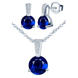 Yumilok Women's Necklace Earrings Jewellery Set Women's Necklace and Earrings 925 Sterling Silver with Zirconia Gifts for Women Girlfriend Mum, Sterling Silver Sterling Silver Zirconia, Cubic Zirconia
