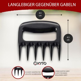 Kyto Set of 2 Pulled Pork Claws, BBQ Meat Claws, Grill Accessories, Bear Claws Made of Plastic for Cutting Pork, Chicken, Beef, Dishwasher Safe for Barbecues