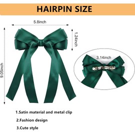 5 Pack Bow Hair Clips with Long Tail, Ribbon Hair Bows for Women, Elegant Tassel Hair Bow Clips, Bowknot Barrettes Hair Accessories for Teens Trendy