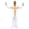 Danzcue Praise Cross Mens Inspired Pullover Dance Top, White-Gold, S-M