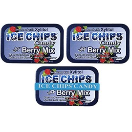 ICE CHIPS Xylitol Candy Tins 5.28 oz total (Berry Mix, 3 Pack) - Includes BAND as shown