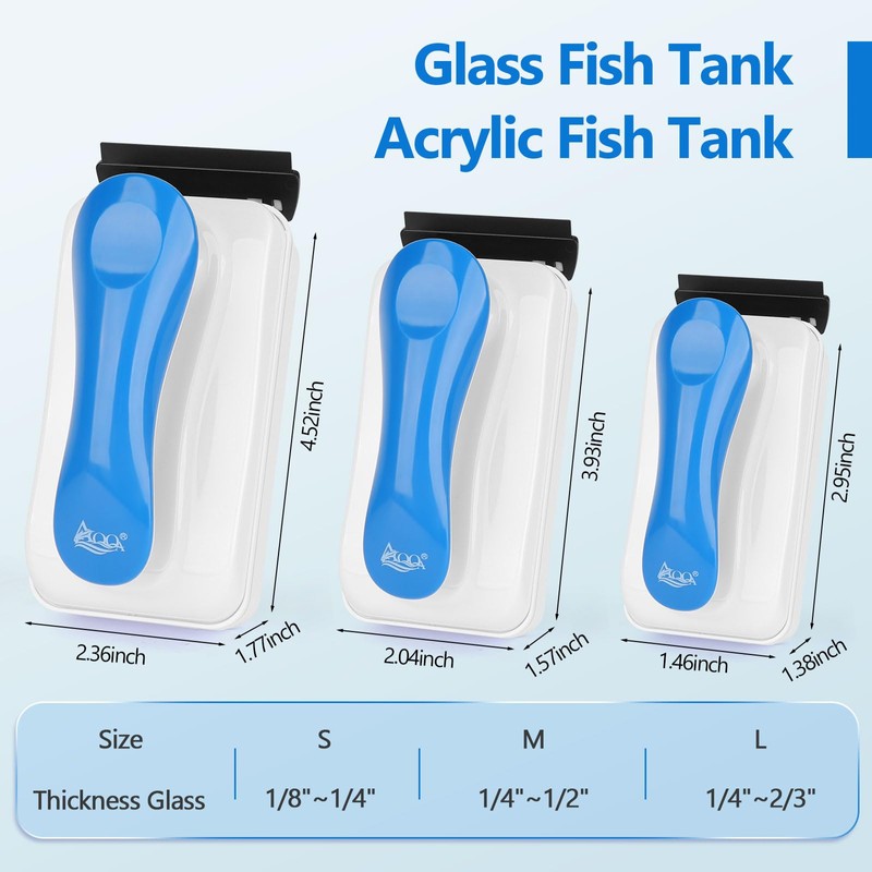 AQQA Aquarium Magnet Glass Cleaner,Dolphin Series-Fish Tank Algae Scraper Brush