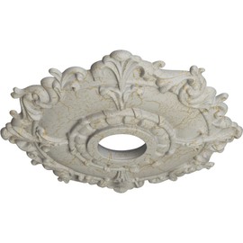 Ekena Millwork CM18RLPCC Riley Ceiling Medallion, 18"OD x 3 1/2"ID x 1 1/2"P, Pot of Cream Crackle