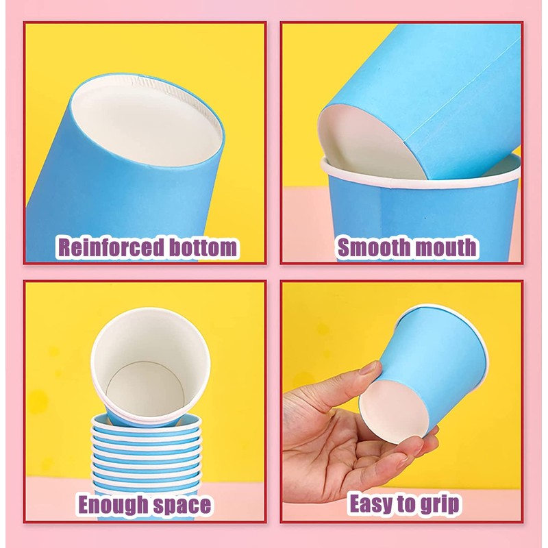LATERN 60Pcs Disposable Paper Cups, 250ml Multicolor Drinking Cups DIY