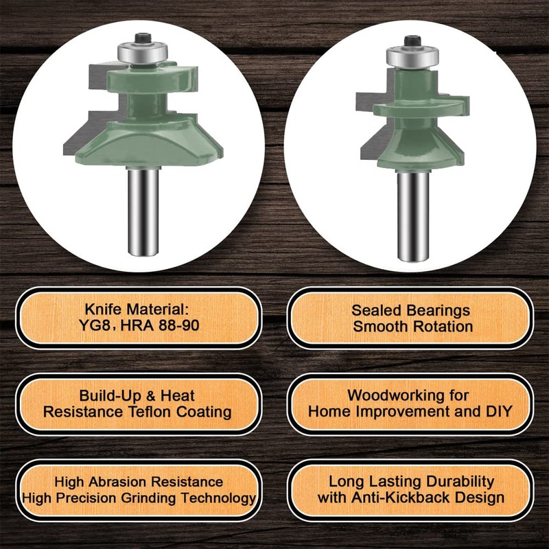 OLETBE Tongue and Groove Flooring Router Bit Set 1/2-Inch Shank