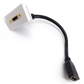 Leloco HDMI Wall Plate Insert - HDMI Female to Female Cover Plate for Modular Network Wall Plate Compatible with Decora Faceplates, SVGA, USB, Coax, AV, RCA - White