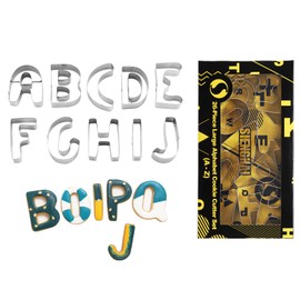 Alphabet Letter Cookie Cutter Set (A - Z)- 26 Pcs Large Stainless Steel Letters Fondant Cutter Set Biscuit Dough Mold Tools for Birthday, Christmas, New Year and Holiday Party Decorations (Gift Box)