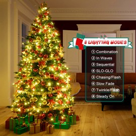 cshare Christmas Lights for Christmas Tree, 592 LEDs with 16 Strands, 3 m Fairy Lights, Christmas Tree Indoor, with 8 Modes, IP44 Waterproof, Memory & Timing Function for Christmas Decorations Tree,