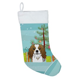 Caroline's Treasures BB1596CS Christmas Tree and Cavalier Spaniel Christmas Stocking Fireplace Hanging Stockings Christmas Season Party Decor Family Holiday Decorations
