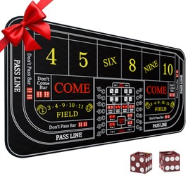 iEsstros Craps Table Top Set 35" x 16" Mini Craps Table Mat with 2 Casino Dice Craps Game Layout Casino Games for Adults-Green
