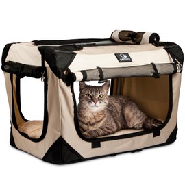 PetLuv Cat & Dog Pet Carrier, Soft-Sided, Medium 20"x13"x13" Fits Most Cats or Small Dog, Comfortable for Travel & Vet Visits, Privacy Windows, Removable Plush Bed, Locking Zippers, Folds Flat