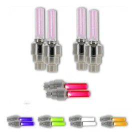2 Par Tapones Valvula Pivotes Con Luz Llanta Auto Bici Motof