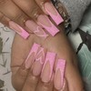 DOCVOEOMH Valentines Press on Nails Long Square French Pink Fake